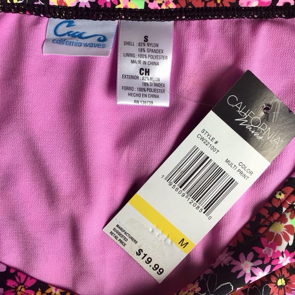 California Waves Colorful Floral Bikini Bottom - Size Medium - Picture 3 of 4